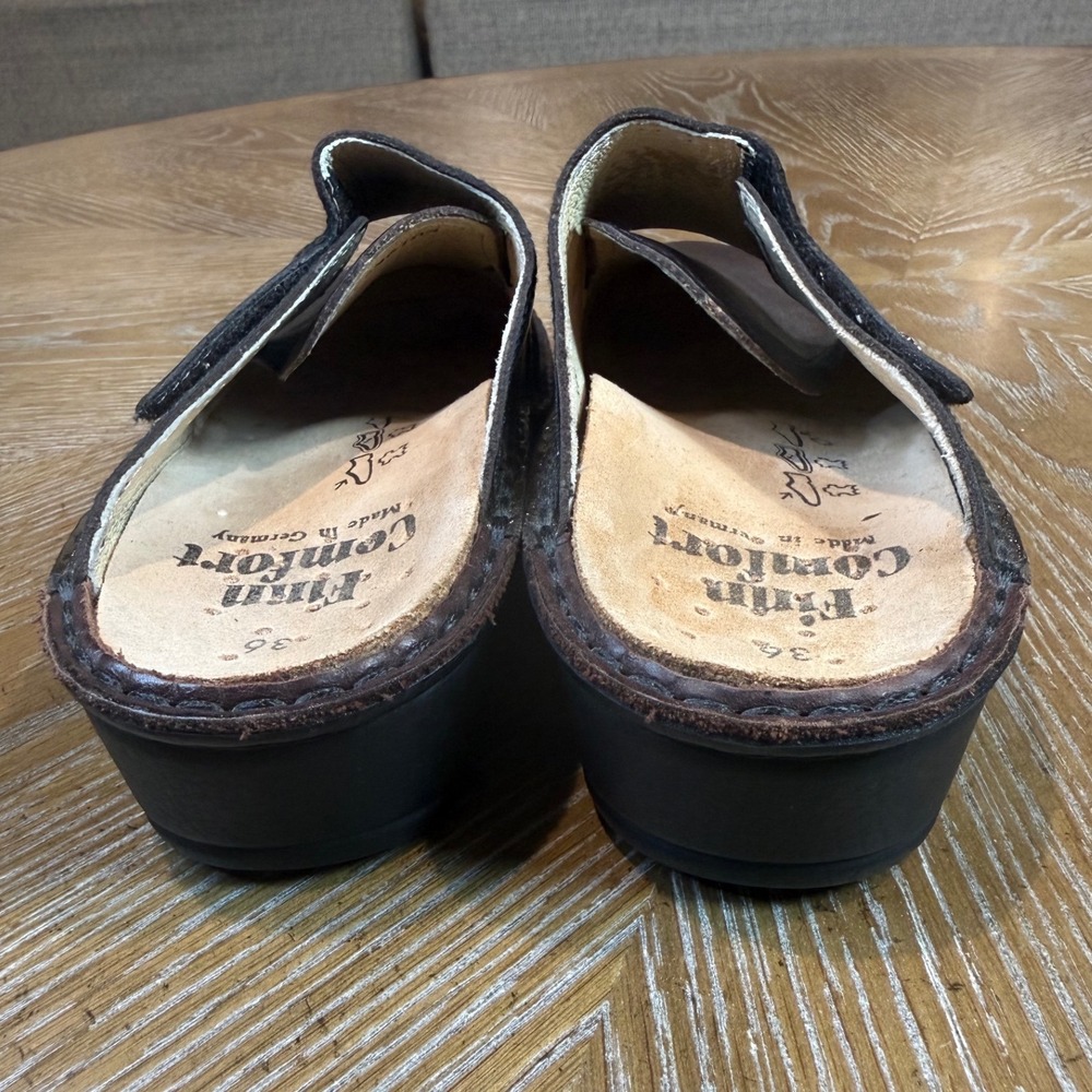 Finn Comfort Amalfi Leather Mule Clog Brown Size 36 US 6 - Picture 3 of 9